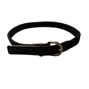 Black Leather & fabric Belt with Silver Buckle.ma0908